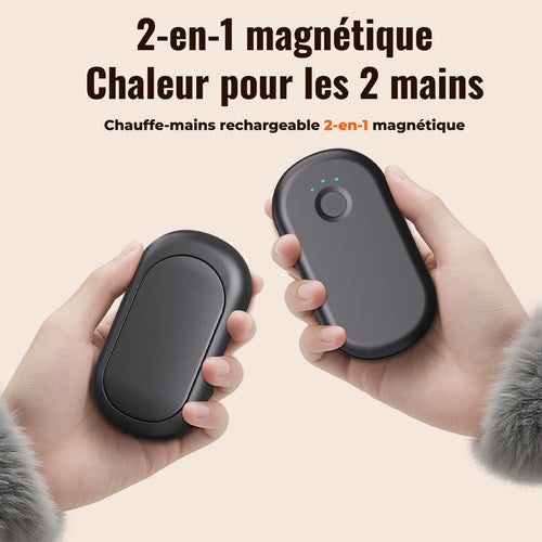 Chauffe-mains magnétique 2-en-1 tenu dans les deux mains
